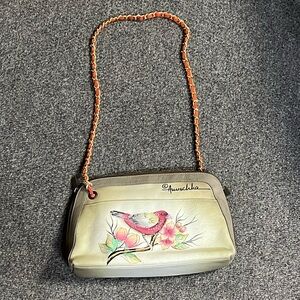 One of a kind Anuschka genuine leather shoulder bag 10 1/2Lx 7 1/2Hx 2 1/2W